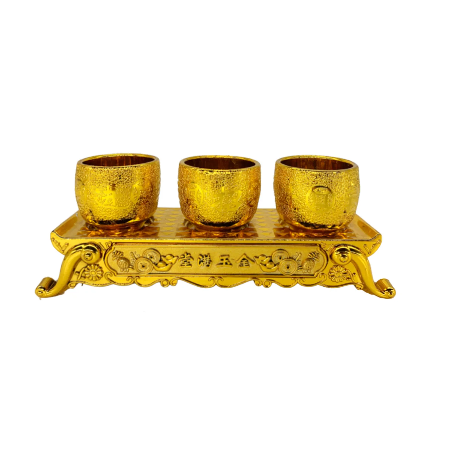 Cz buddha plastic thickened golden lotus teapot offering cup offering bowl offering plate suit worship chopsticks