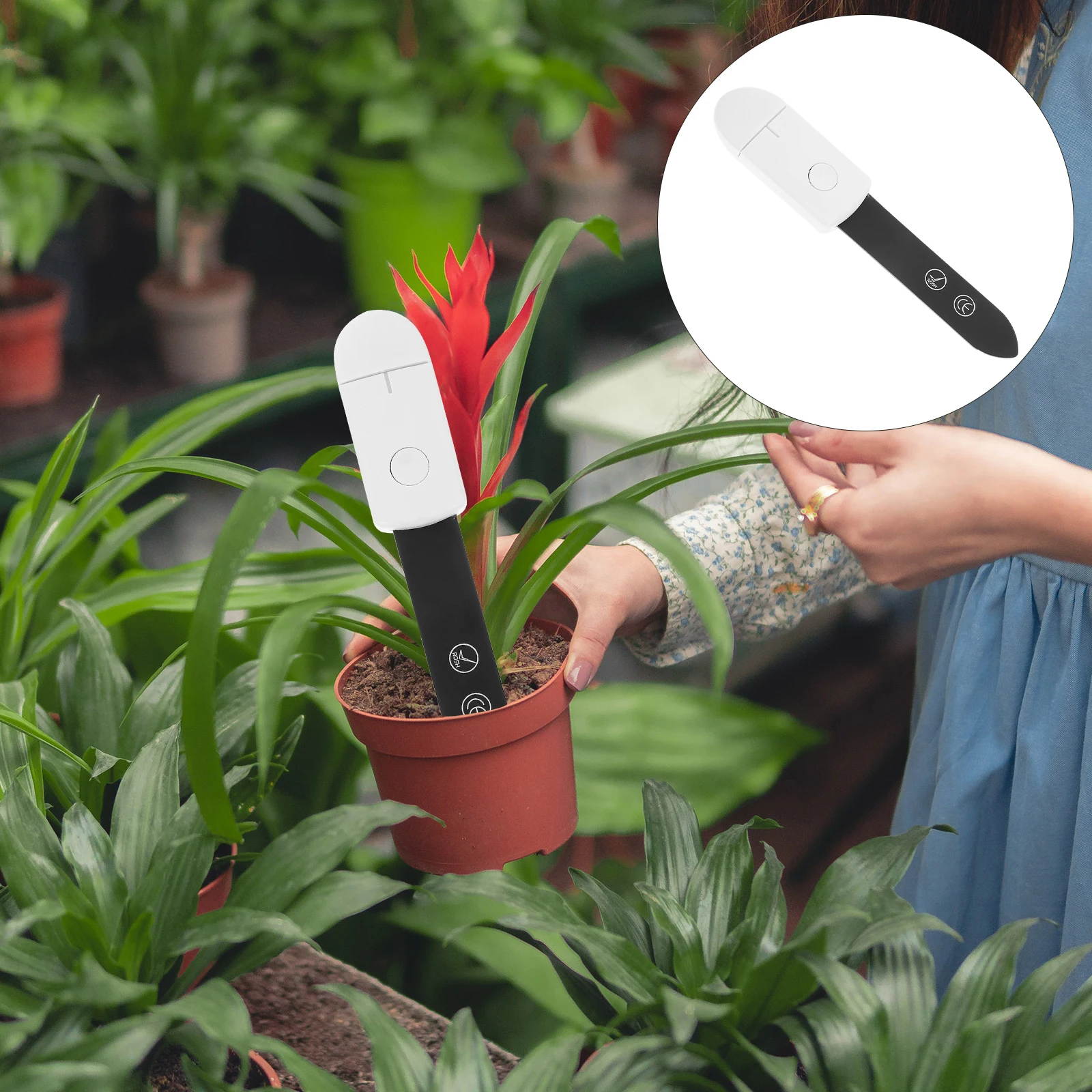 

1Pcs Mini Soil Moisture Tester Durable Hygrometer Easy to Use for Garden Farm Lawn Indoor Outdoor Plant Care White