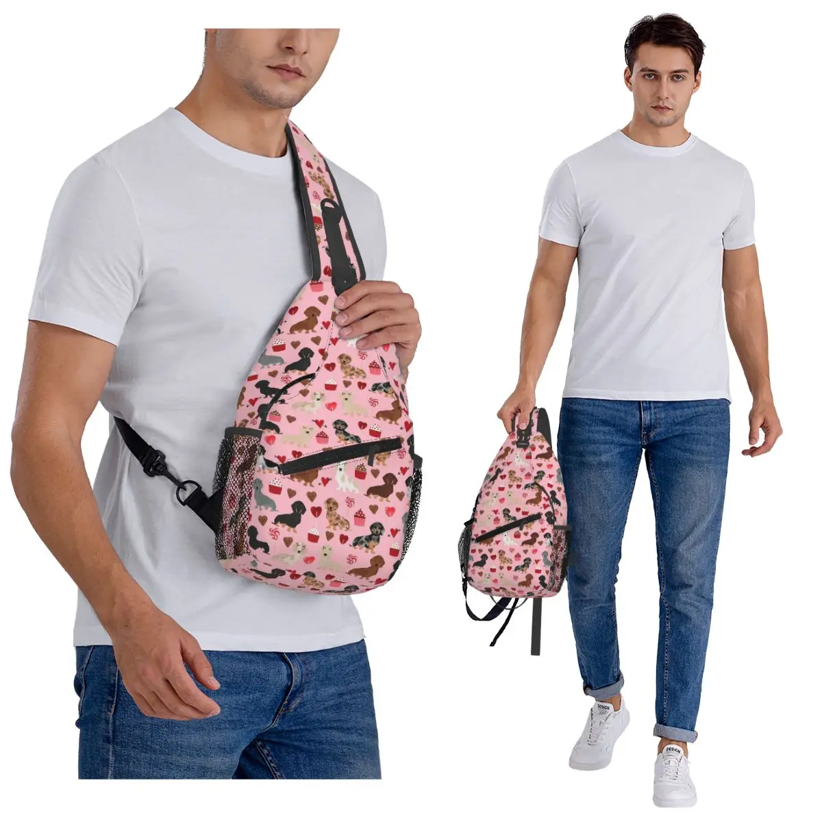 Borsa da petto per cani bassotto da uomo, zaino a tracolla, borsa da petto, borsa da viaggio, escursionismo, zaino a tracolla