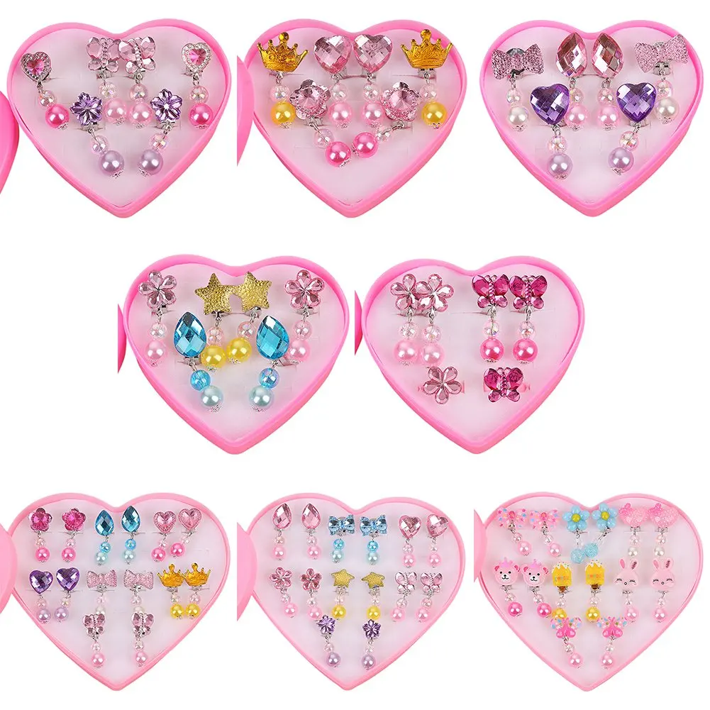 7 Pairs Korean Style Kids Ear Clip Lovely Cartoon Animal Ear Clip No Piercing Earring Ear Ring For Girls Children Gift Jewelry