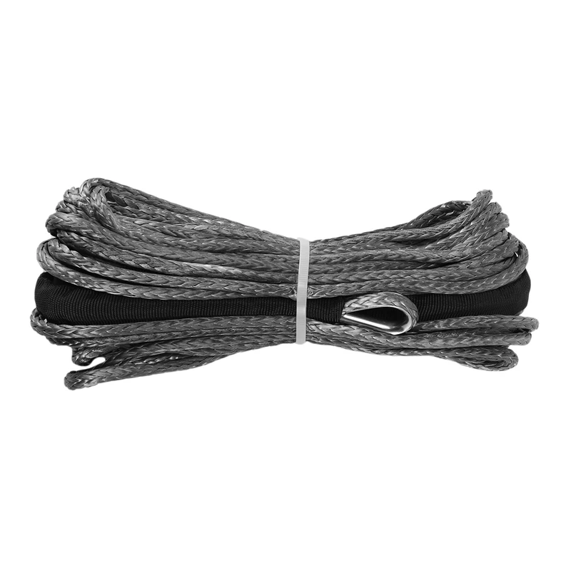 2Pcs 3/16 Inch X 50 Inch 7700Lbs Synthetic Winch Line Cable Rope With Protecing Sleeve For ATV UTV (Grey)