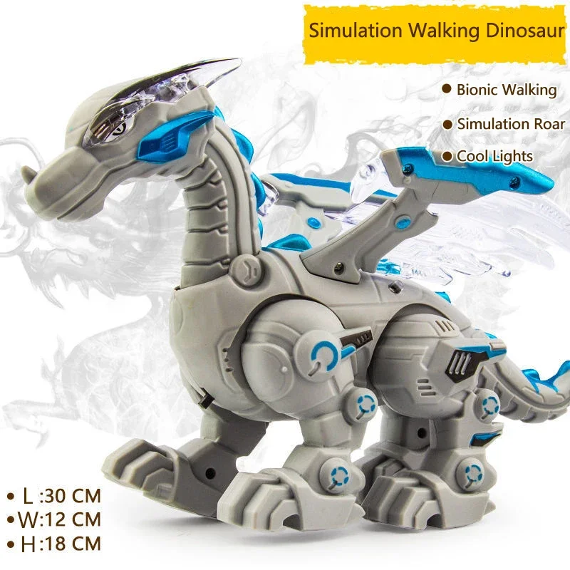 Electric Simulation Atomize Fire Dinoasur Bionic Walking Shaking Head Water Spray Cool Light Children Educational Puzzle Toys