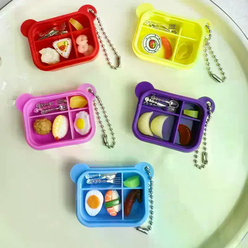 1 Set Phone Bag Pendant Dollhouse Mini Small Lunch Box Tableware Miniatures Kitchen Furniture Items Decorative Accessories