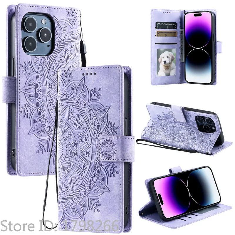 Etui na telefon z tłoczeniem, portfel, do OPPO Reno15 F Reno 15 14 13 12 F FS 8 10 Pro Plus 5G 4G, skórzane etui z klapką, wzory totemów, torby — zdjęcie produktu 5