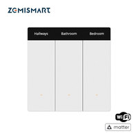 Zemismart Matter Over WIFi DIY Name Switch Push Button with Display Screen Support Homekit Google Home Smartthings Tuya Control