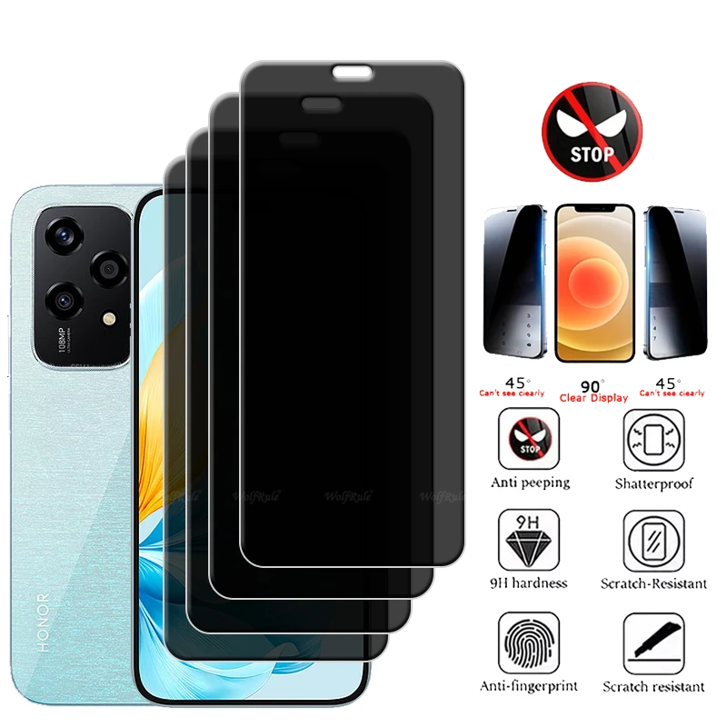 

1/2/3/4Pcs For Honor 200 Lite Glass Huawei Honor 200 Lite Glass 9H Privacy Anti-Spy Cover Glue Screen Protector Honor 200 Lite