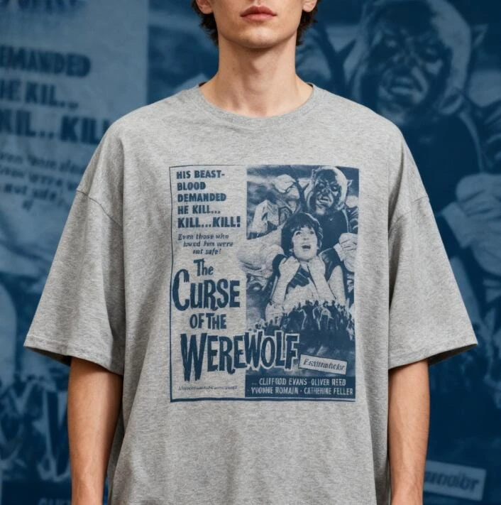 

Werewolf Curse T-shirt / Retro 1960s Horror Movie Monster T-shirt Unisex Pure Cotton Streetwear Top/T-shirt mens t shirts
