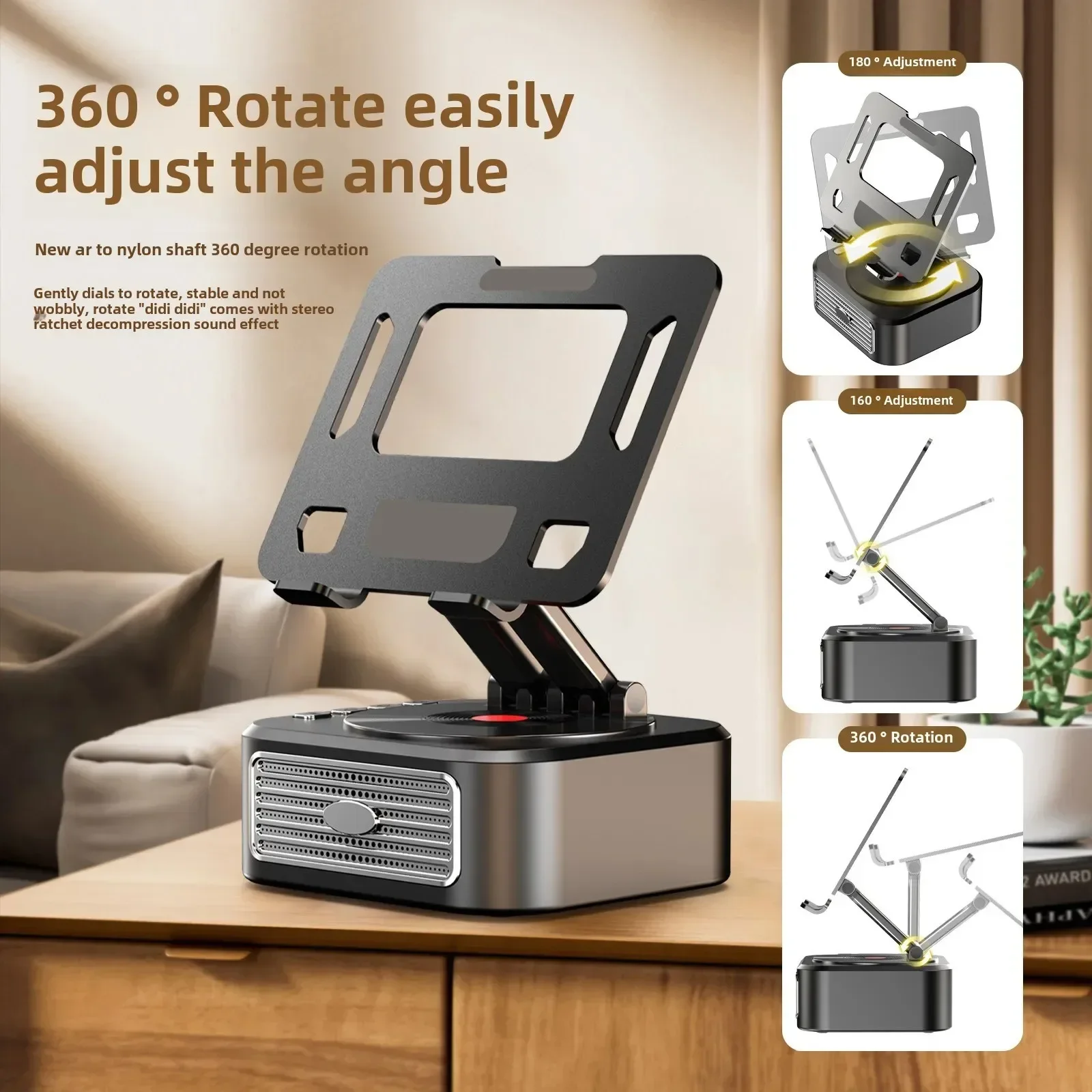 مكبر صوت 3 في 1 مزود بتقنية البلوتوث 5.3 مع حامل لوحي ومكبر صوت لاسلكي قابل للطي يدعم شحن بنك الطاقة لاجتماعات الفيديو المباشرة