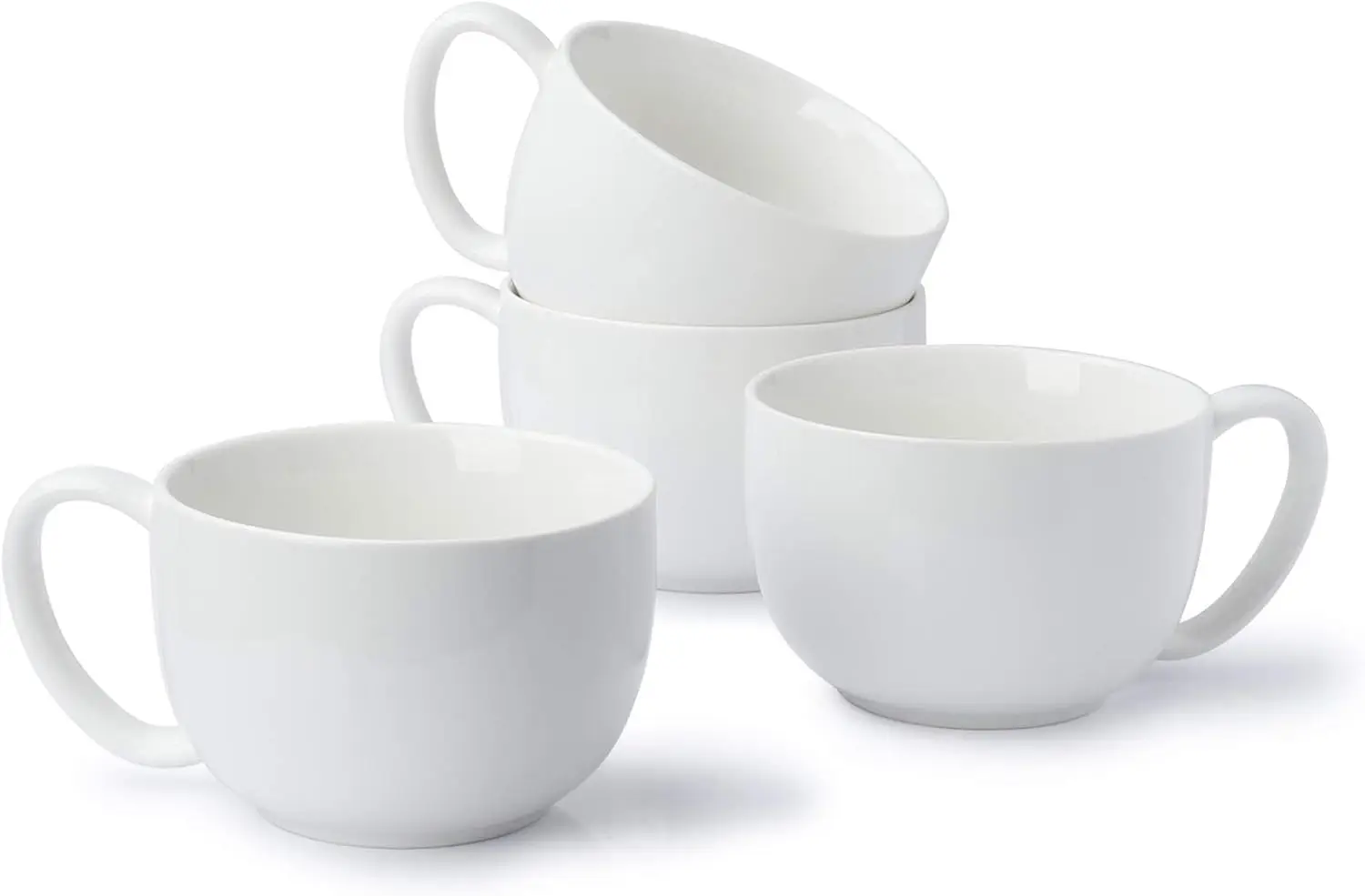 

Porcelain 22oz Large Coffee Mugs Set of 4, Large Soup Mug with Handles Perfect for Coffee, Tea, Hot Chocolate, Microwave