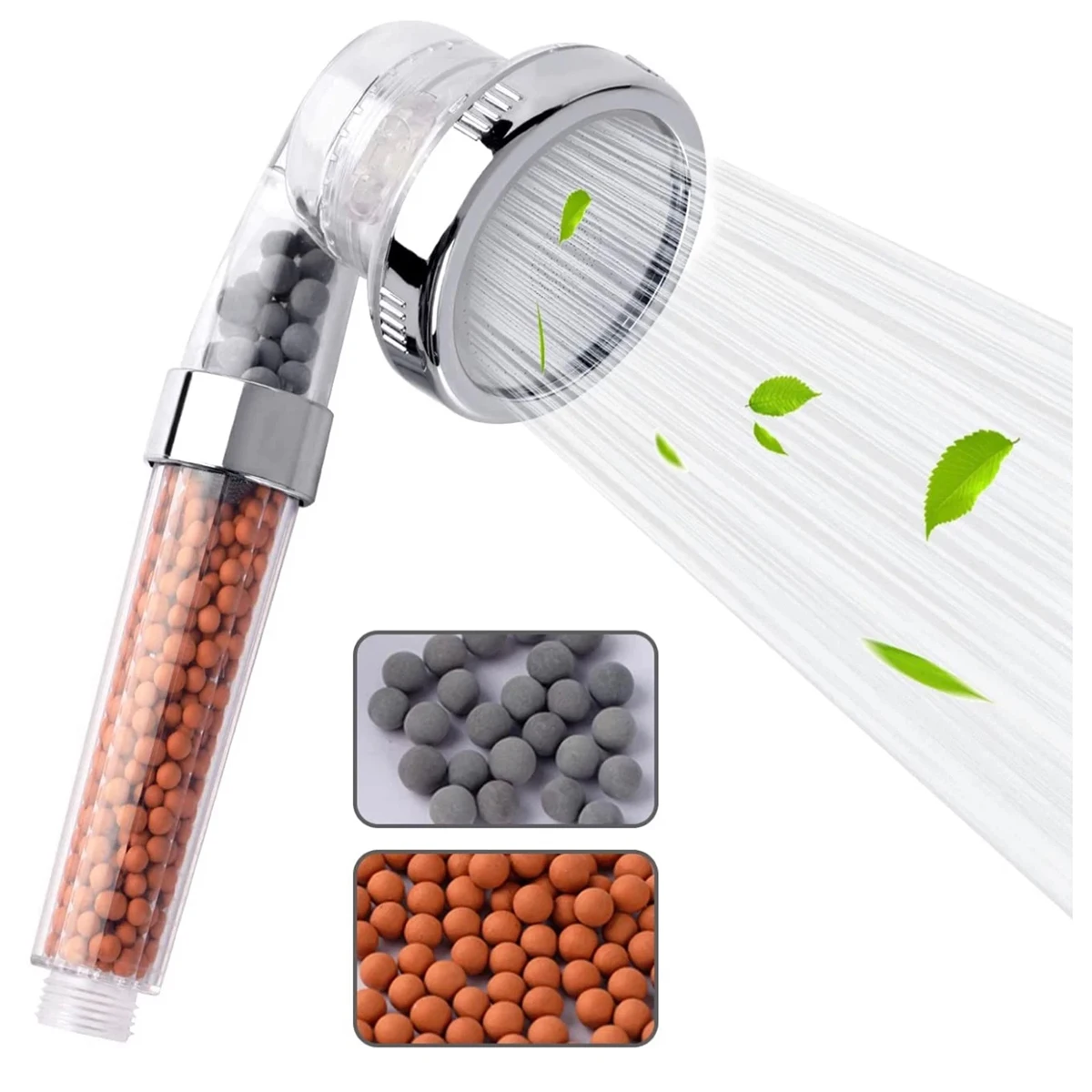

1PC Filtered Shower Head Anti Limestone High-Pressure Water Saving Handheld Clear Showerheads With Filter Beads For Bathroom