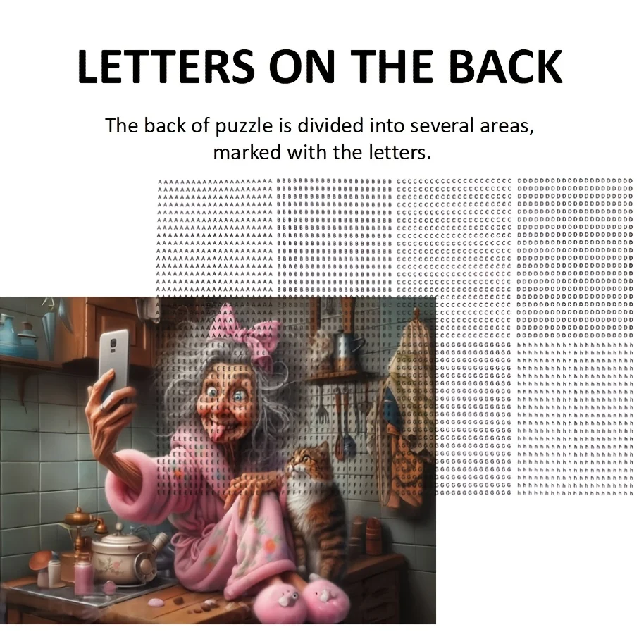 1 Scatola (A) Puzzle per Adulti con Dipinto di Nonna e Gatto, Gioco Divertente ed Educativo, Decorazione per Casa e Parete