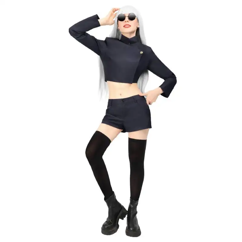 WENAM Satoru fantasia cosplay para mulheres, jaqueta e shorts, meias de coxa com óculos, uniforme de escola secundária para Halloween