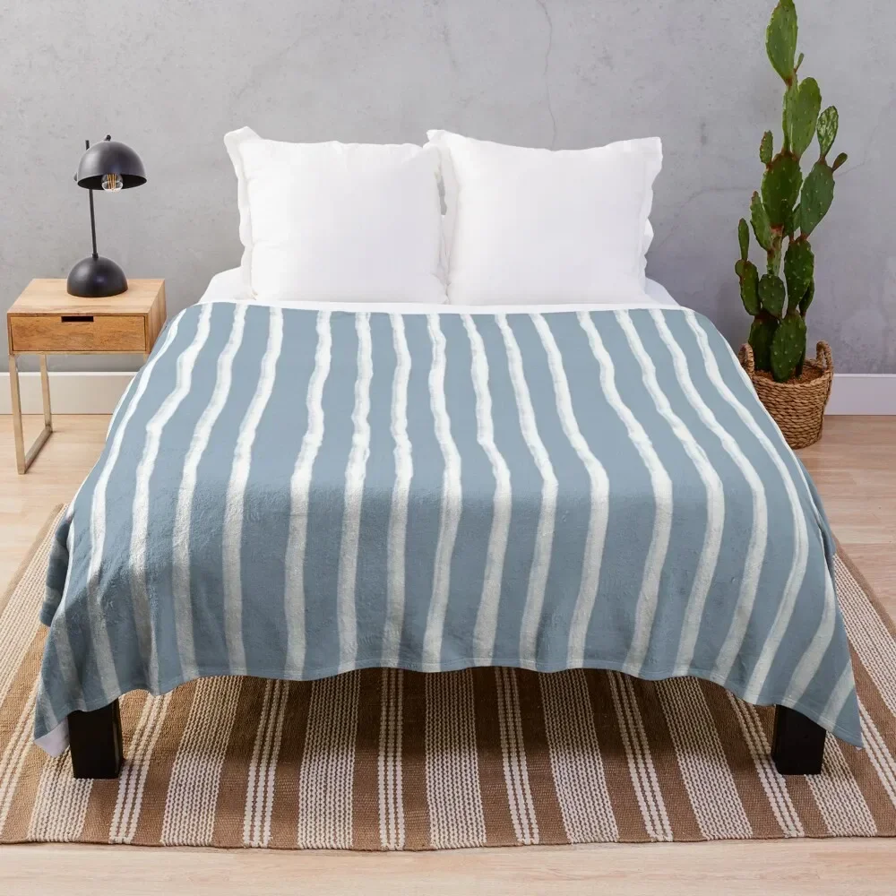 

chalk stripes, blue Throw Blanket Comforter sofa bed Hairy Blankets