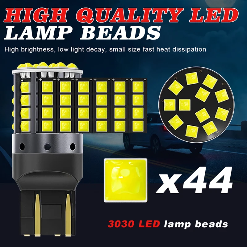 2x 7440 W21W WY21W T20 7443 W21/5W السوبر مشرق أضواء السيارة LED BA15S P21W BAU15S PY21W P21/5W Canbus بدوره إشارة مصابيح الأبيض 12 فولت