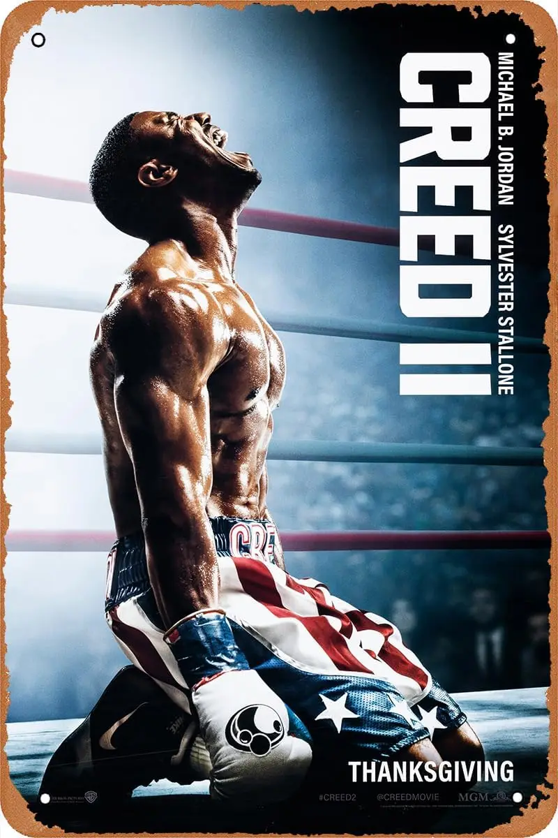 KFHJHUSD Creed II Movie Poster Vintage Metal Tin Sign Retro Wall Art Plate Decor 8X12inches