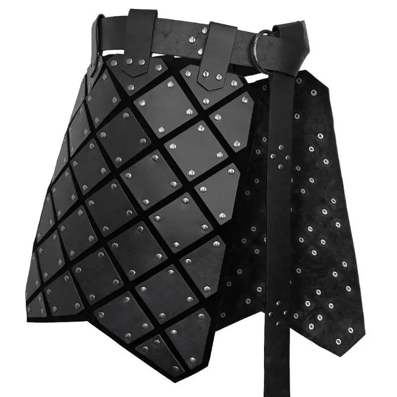 39BD PU Leather Thigh Armors Medieval Retro Skirt Armors for Halloween Party