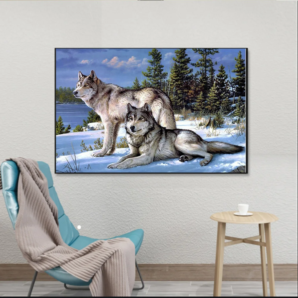 Diy Wolf Diamond Painting New 5d Ab Diamond Round Mosaic Embroidery Diamond Animal Cross Stitch Kit Home Decor Painting