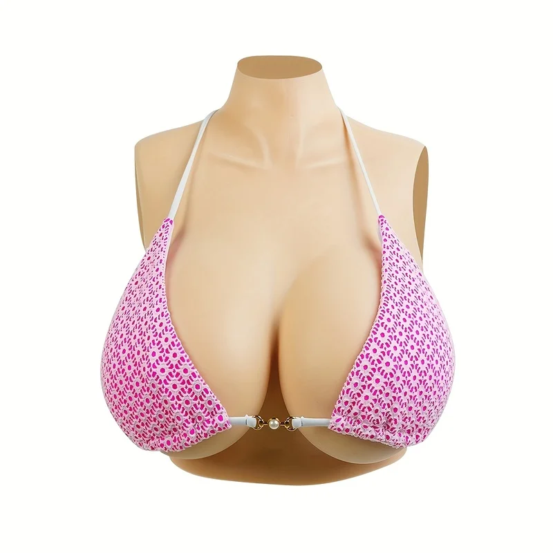 Silicone Fake Breasts C-D Cup Natural Touch, High Elasticity, Realistic Look -Ideal for Crossdressing, Festivals, Reusable