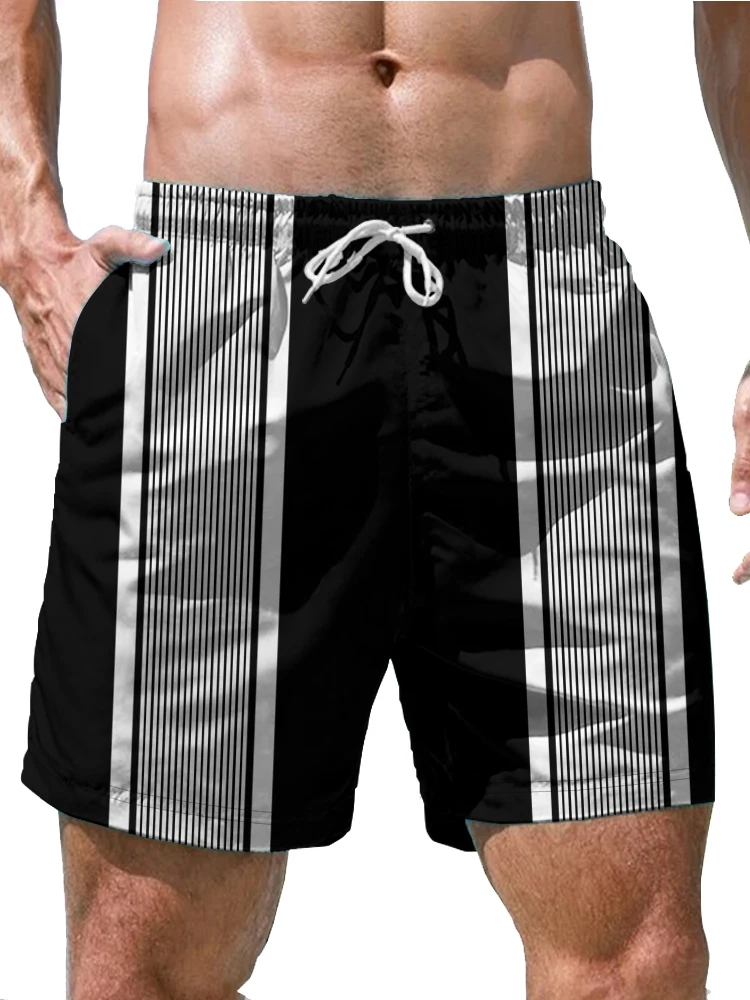 2024 Summer Simple Personality Men's Large Size Casual Quick-drying Beach Pants Sports Fitness Men's Shorts