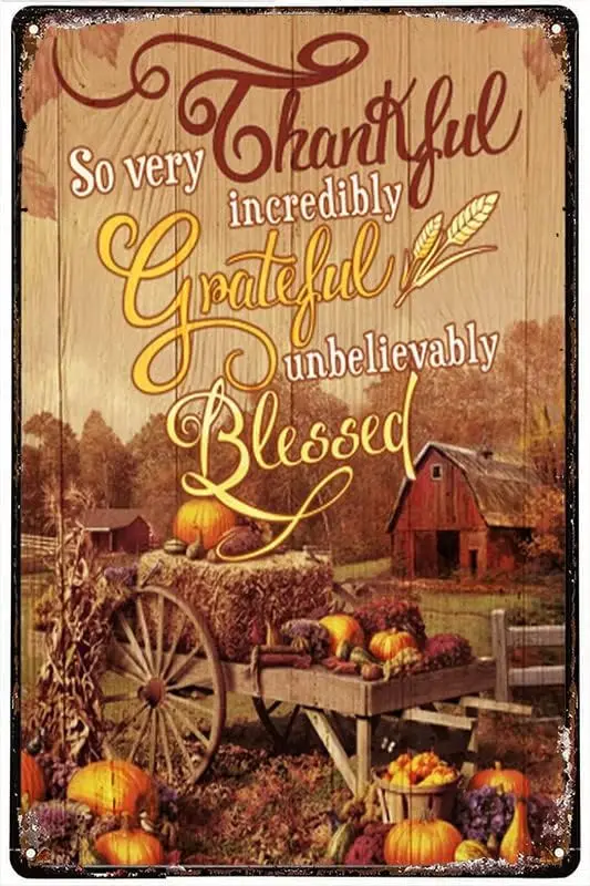 Funny Novelty Tin Sign Farming So Very Thankful Incredibly Grateful Unbelievably Blessed Metal Tin Sign Indoor & Outdoor Ho sign