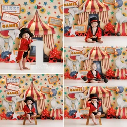 Retro Carnival Backdrops Birthday Cake Smash Kids Baby Props Child Adult Photography Decors Circus Tent Backgrounds
