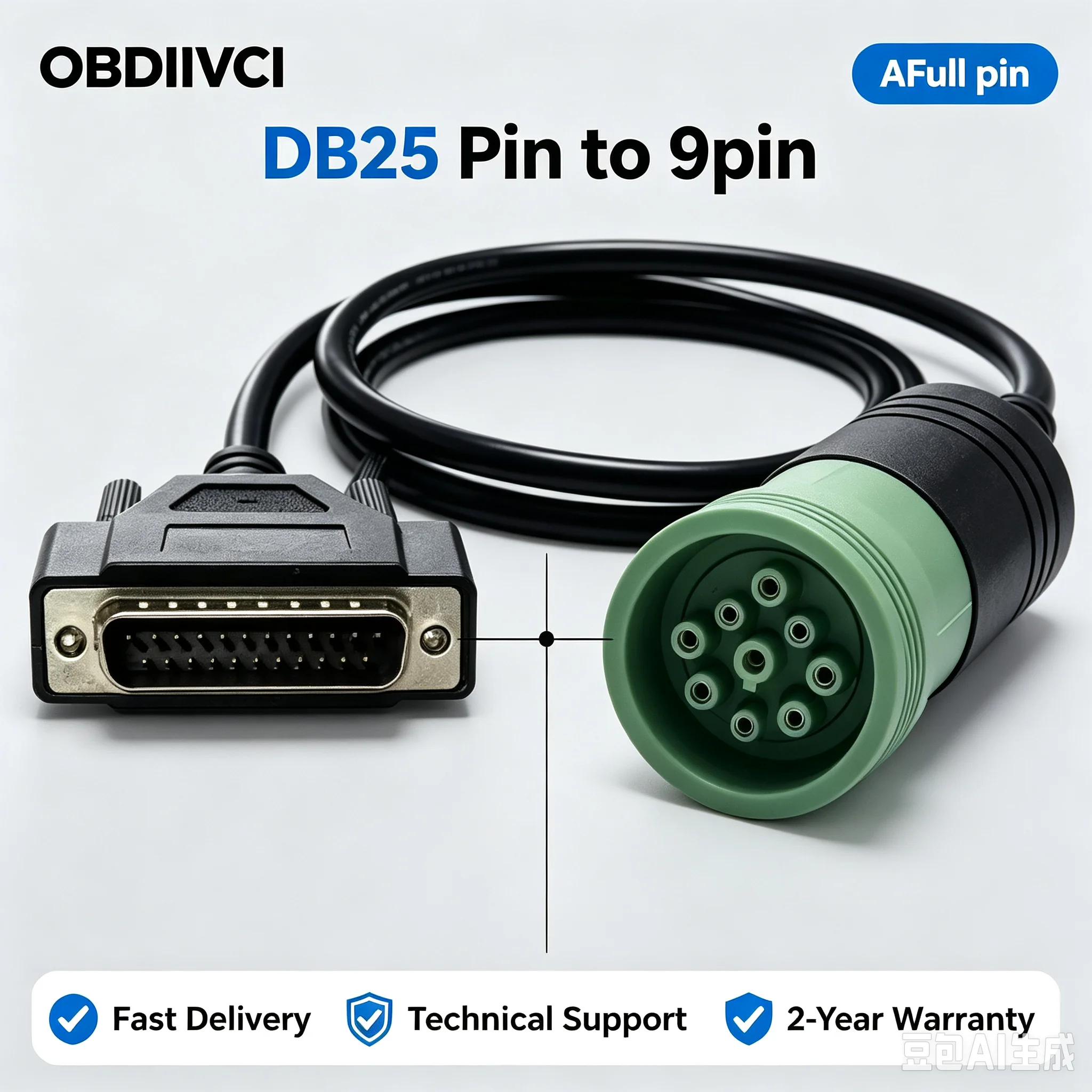 OBD2  Main Test Cable For J1939 Truck Diagnostic Tool DB25 Pin to 9pin J1939 Adapter Cable CAN K-Line for CN-H EST DPA5 V8.6