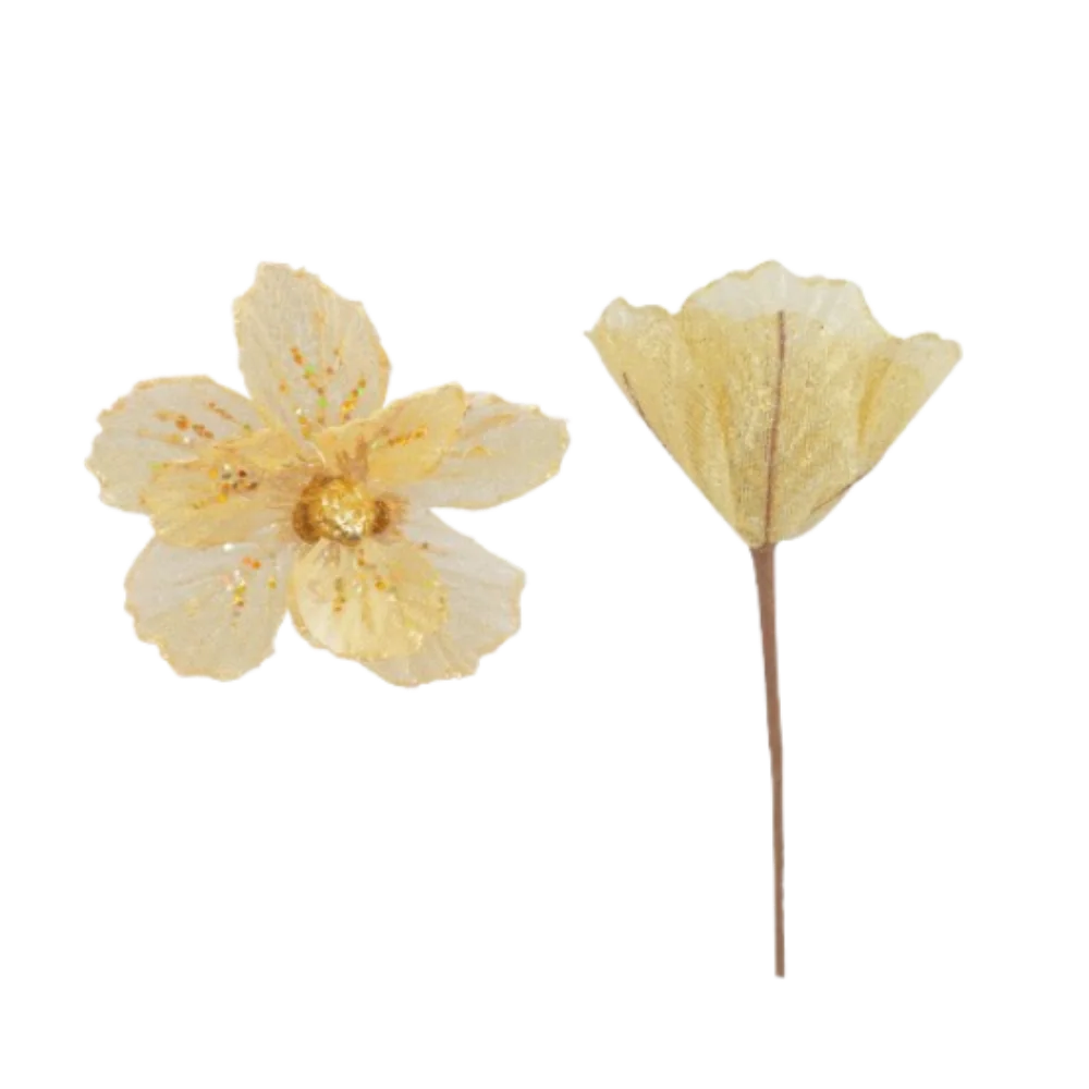 

2pcs 20cm Christmas Mesh Glitter Flower Simulation Sequins Artificial Poinsettia Flower Realistic Christmas Tree Decorations