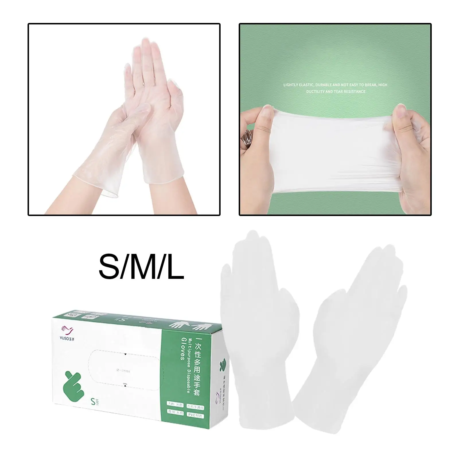 100 Pieces Disposable Gloves Food Grades Latex Free Work Gloves for Cleaning Accessories