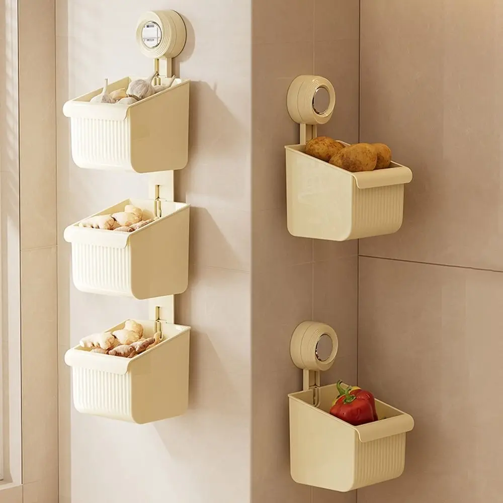 

Plastic Suction Cup Storage Basket Punch-free Anti-slip Bathroom Storage Rack Large Capacity Drainage