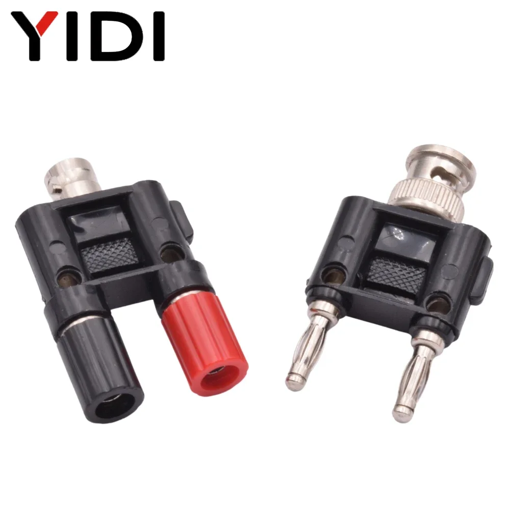 5pcs Male Female Q9 BNC Screw To Dual 4mm Banana Plug Binding Post Terminal 3 Way Coax Connector Oscilloscope Security Camera