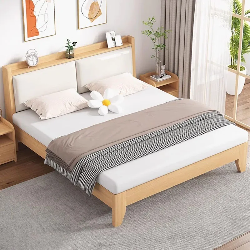 Apartment Nordic Bed Double Solid Wood Confortable High Quality Bed Minimalist Cama Multifuncional Bedroom Furniture