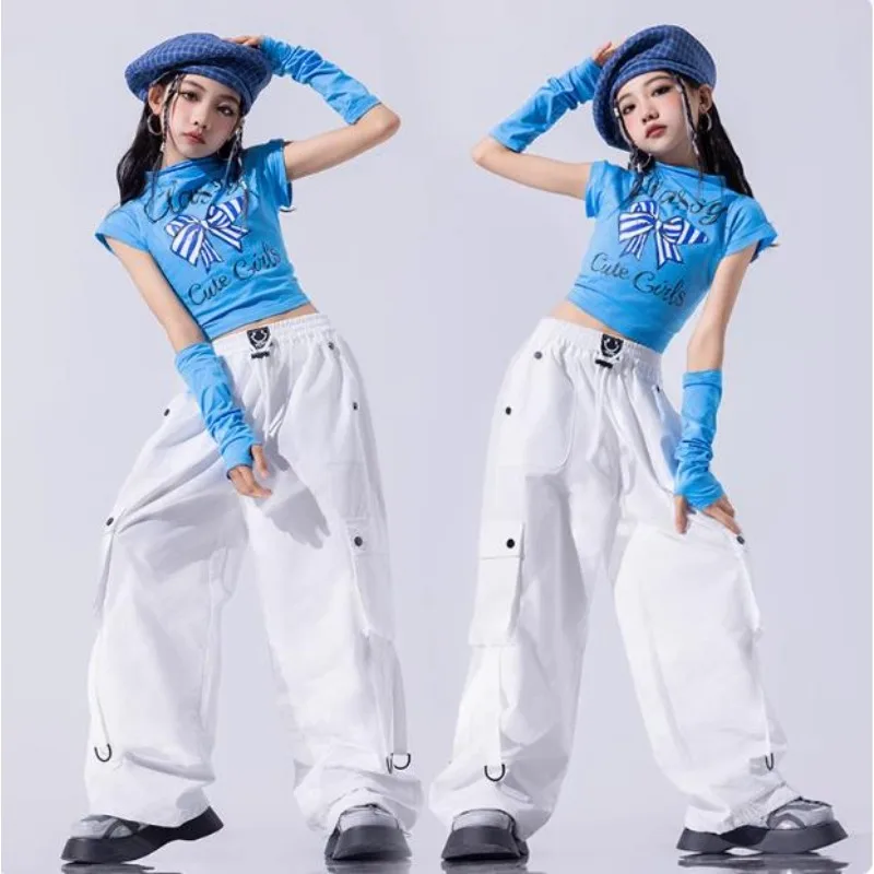 Hip hop gradiente borboleta colheita topo hoodies calças de carga crianças conjuntos roupas dança rua crianças streetwear roupas adolescentes