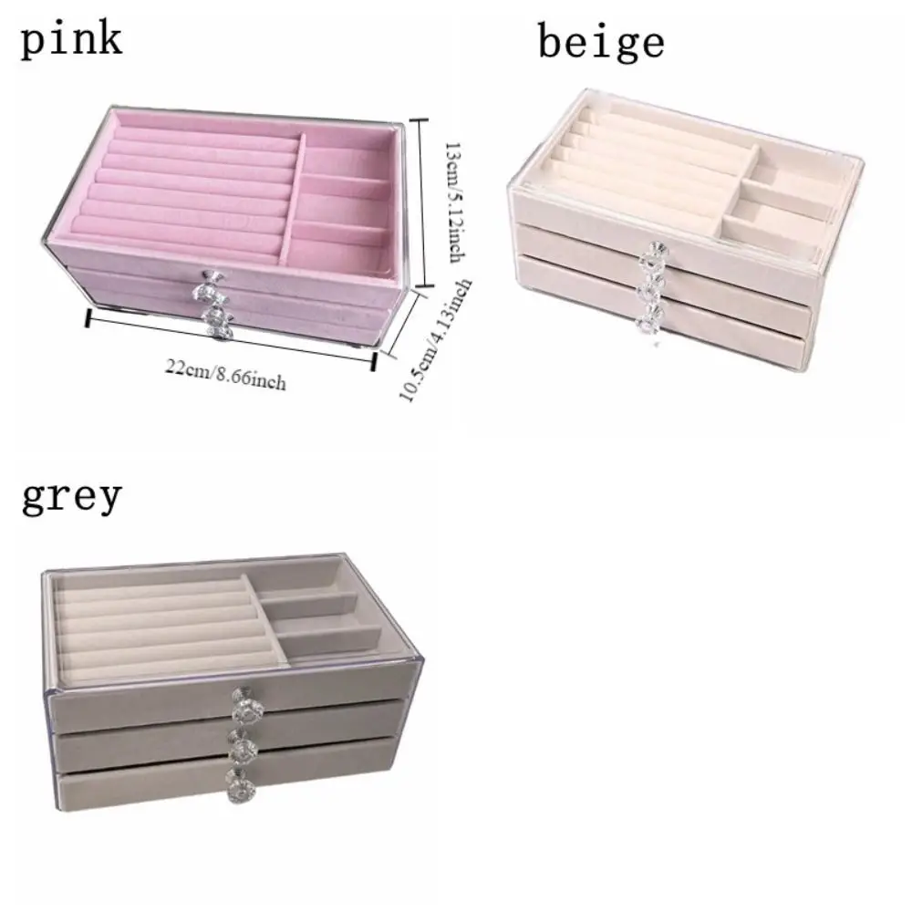 عرض موقف 3-Tier صندوق تخزين المجوهرات الغبار واقية مربع الفانيلا صندوق مجوهرات البلاستيك الشفاف أقراط صندوق مجوهرات التخزين
