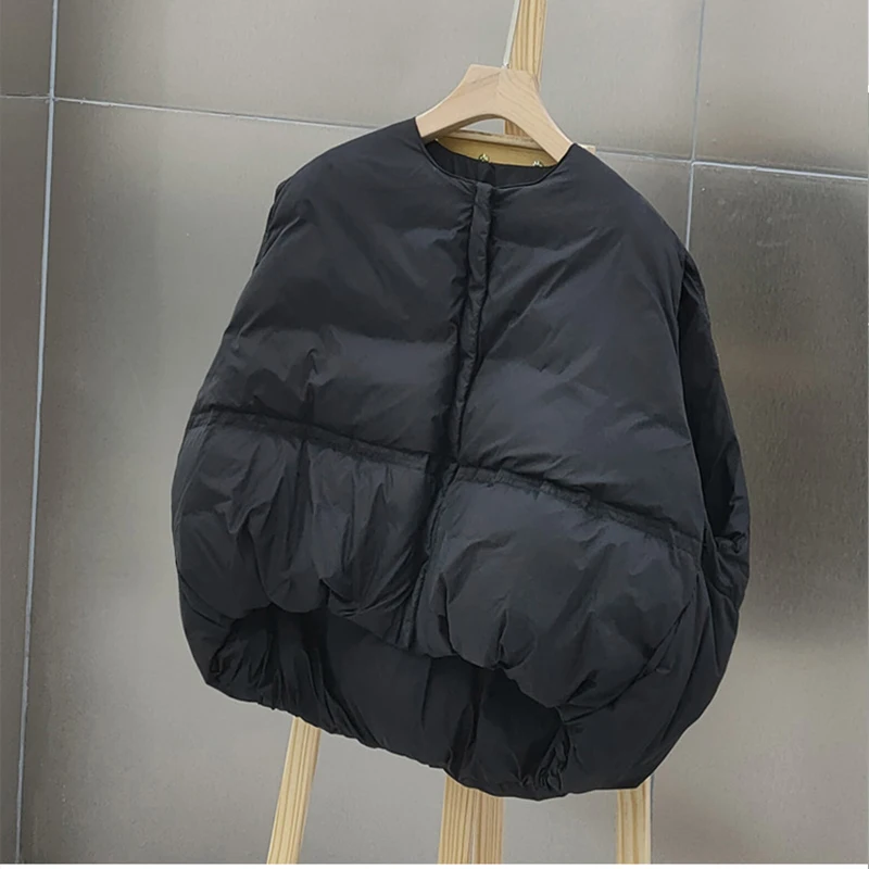 2025 New Autumn Korean Chic Down Vest O-neck Loose Solid Casual Sleeveless Parkas All-match Zipper Jacket Waistcoat Female
