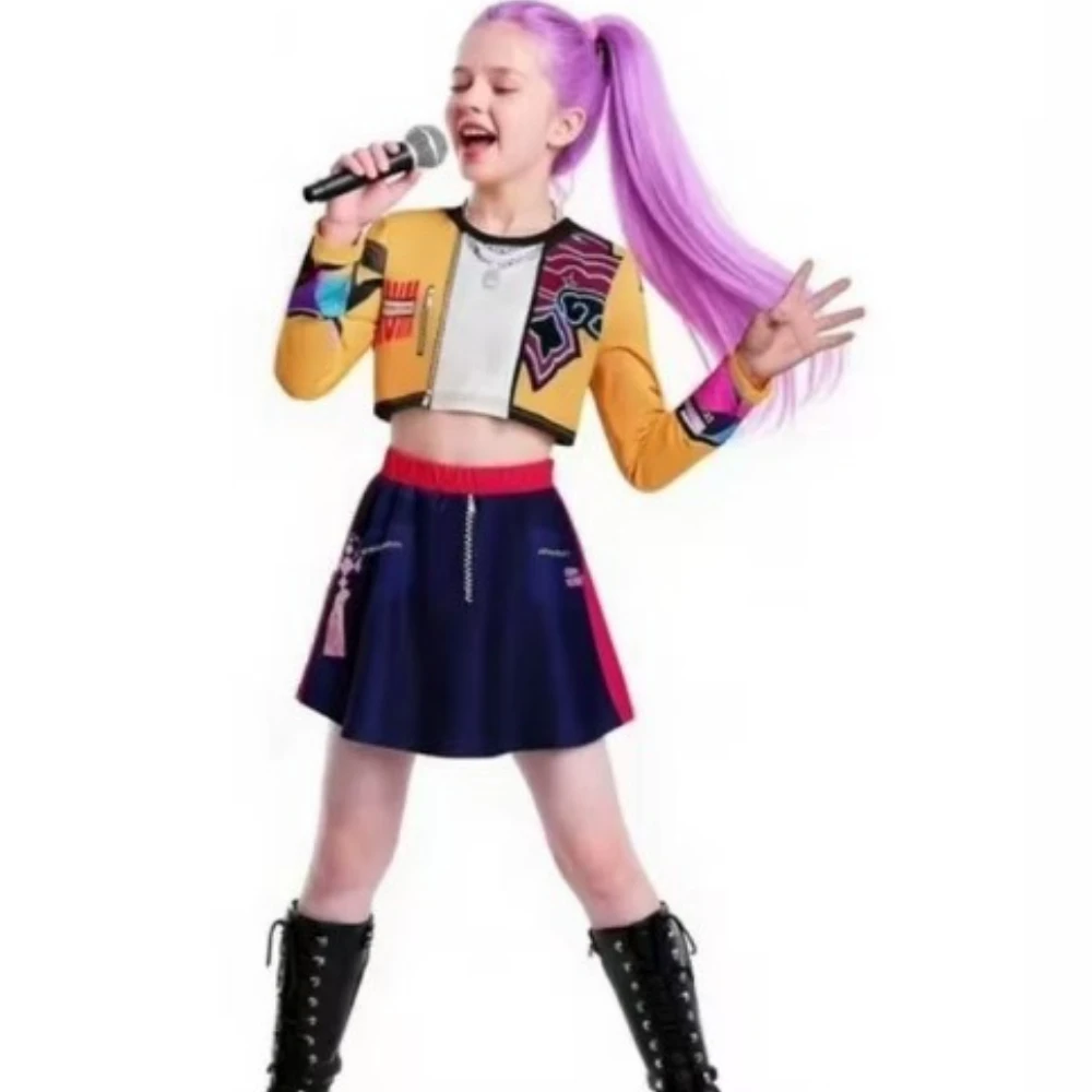 Kostum Cosplay Kpop Demon Hunter Girls Lumi Mira Zoe Set Lengkap Seragam Pesta Halloween Grup Gadis K-POP Pakaian Pertunjukan Panggung