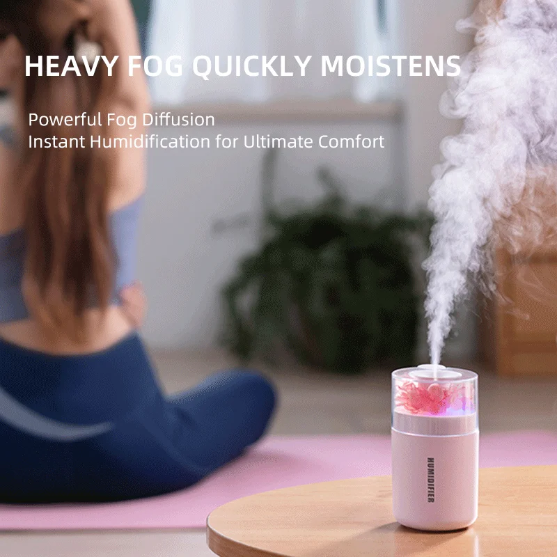Mini Humidifier USB Dual Spray Ultrasonic Air Humidifier Colorful LED Mood Light Silent Auto‑Shut‑off Desktop Car Air Mist Maker