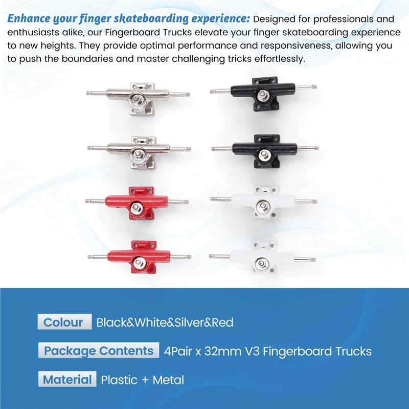 Stable-4Pair 32 مللي متر V3 شاحنات الأصابع لـ Pro Finger Skateboard إصبع الشريحة حامل إصبع لوح التزلج