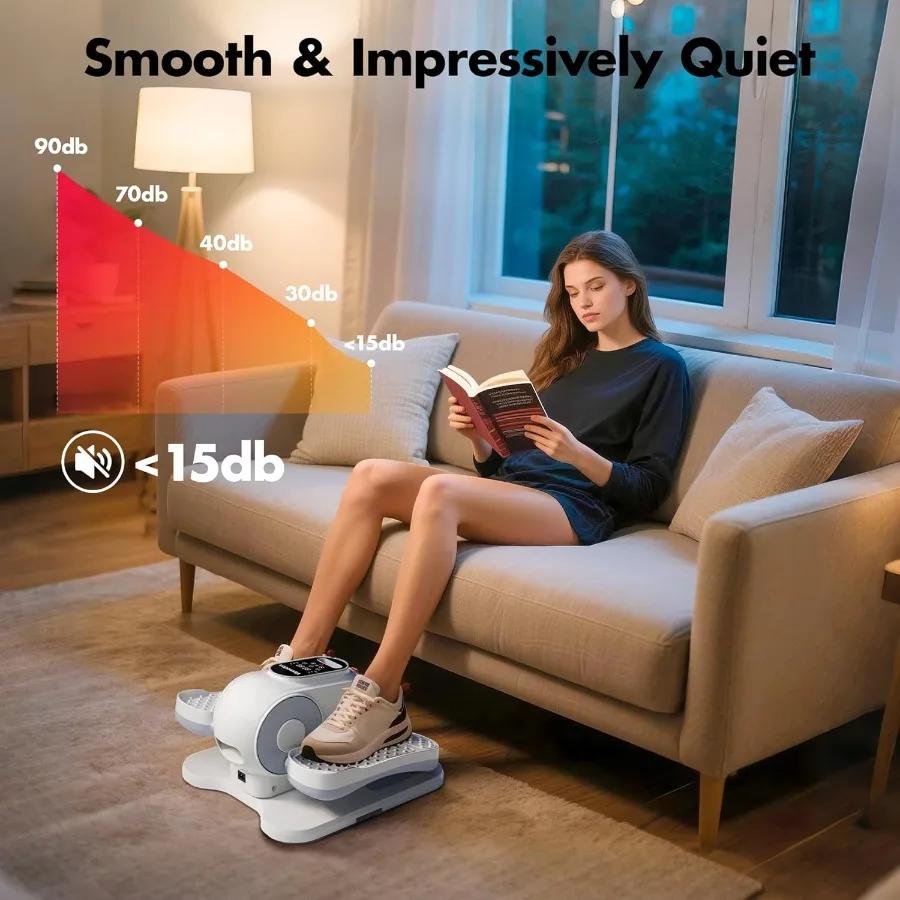 Under Desk Elliptical Machine Leg Exerciser as Seen on TV While Sitting for Senior with Remote Control Portable Quiet Pedal Exe