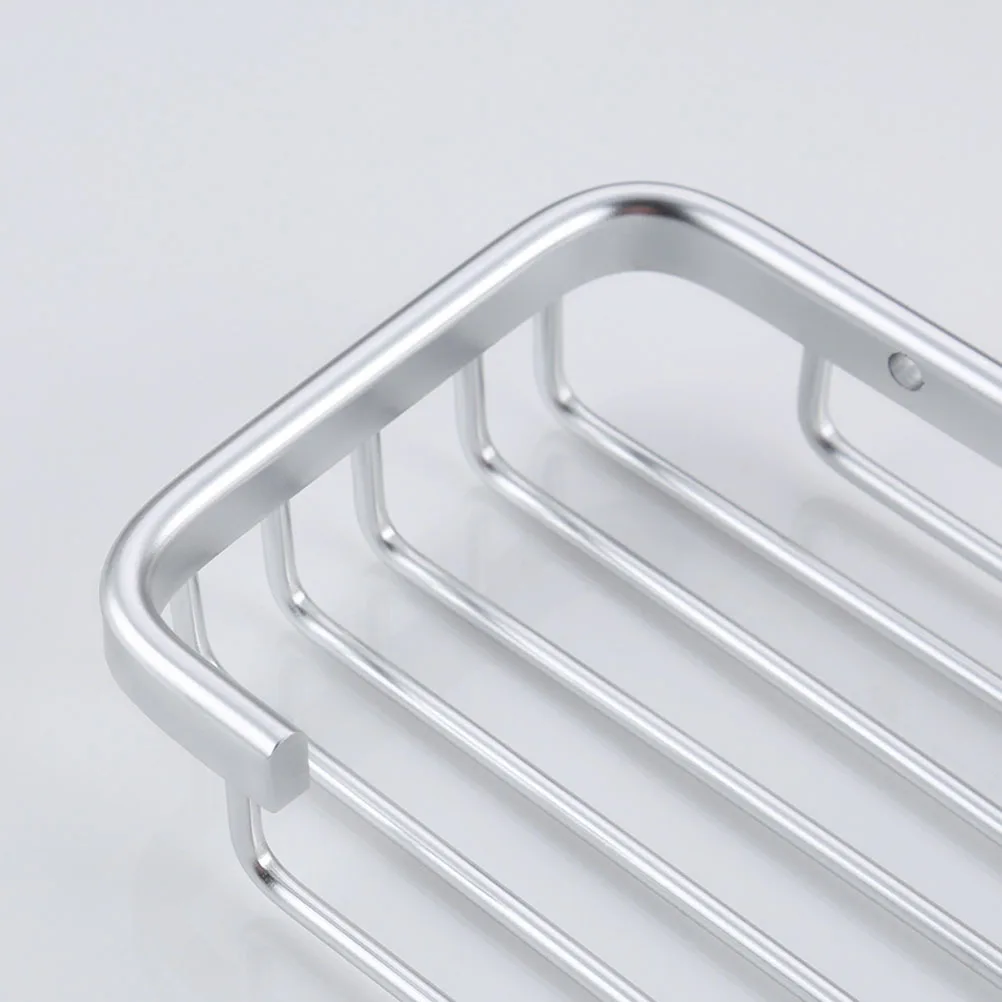 

Aluminium Holder With Drain Holes Soap Rack For Bathroom Kitchen Sink Silver Metal Soap Dish Storage Basket