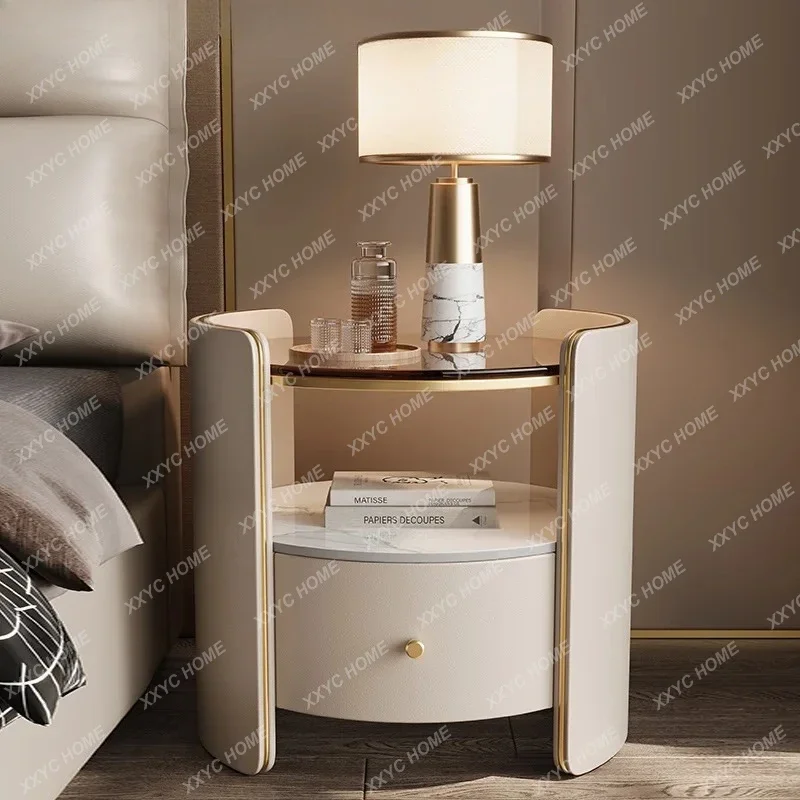 zh  Oval bedside table Modern simple light luxury bedroom High-end bedside table