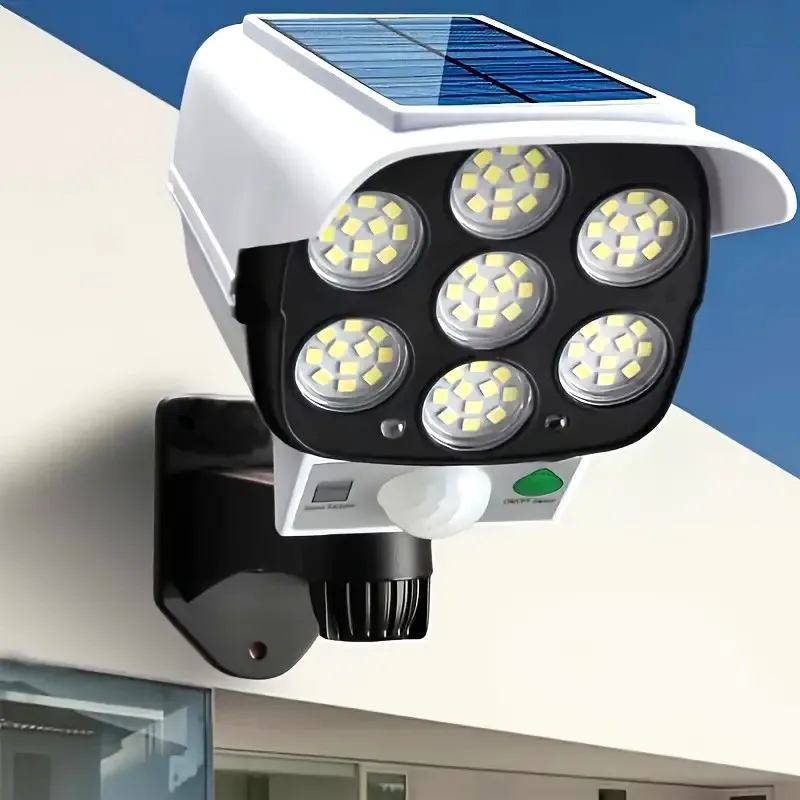 

77LED солнечный фонарь безопасности, инфракрасный датчик движения, настенный светильник с дистанционным управлением для сада, гаража, двора, улицы, уличного солнечного света