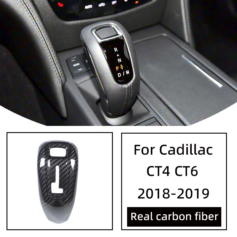For Cadillac 2018CT4 2019CT6 real carbon fiber car gear lever decorative cover gear knob decorative sticker styling accessories