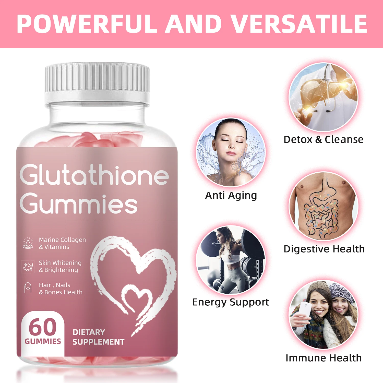

【BIYODE】Glutathione Gummies: Antioxidant, Whitening, Immunity Boost, Liver Protect, Anti-Aging, Detox & Gut Health Support