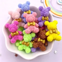 Colorful Resin Cartoon Bow Rose Bear Flatback Stone 8PCS DIY Valentine's Day Wedding Decor Figurine Scrapbook Accessories Crafts