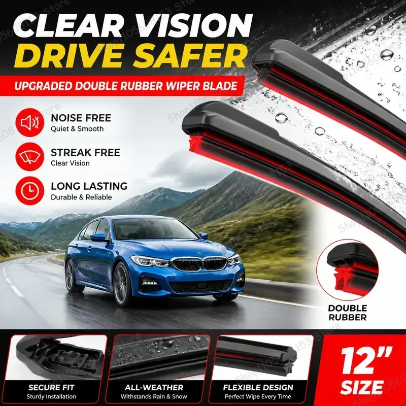 

For BMW 3 Series M3 E46 1998–2006 Front Wiper Blades Double Rubber Windshield Wipers All-Weather Car Accessories Replacement