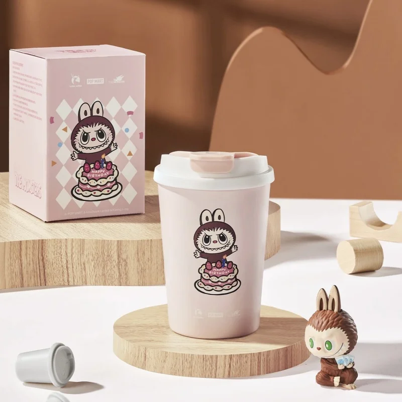 

In Stock Genuine Labubu Co Branded Anime Peripheral Color Changing Insulated Cup Mug Keychain Labubu Series Cup Birthday Gift