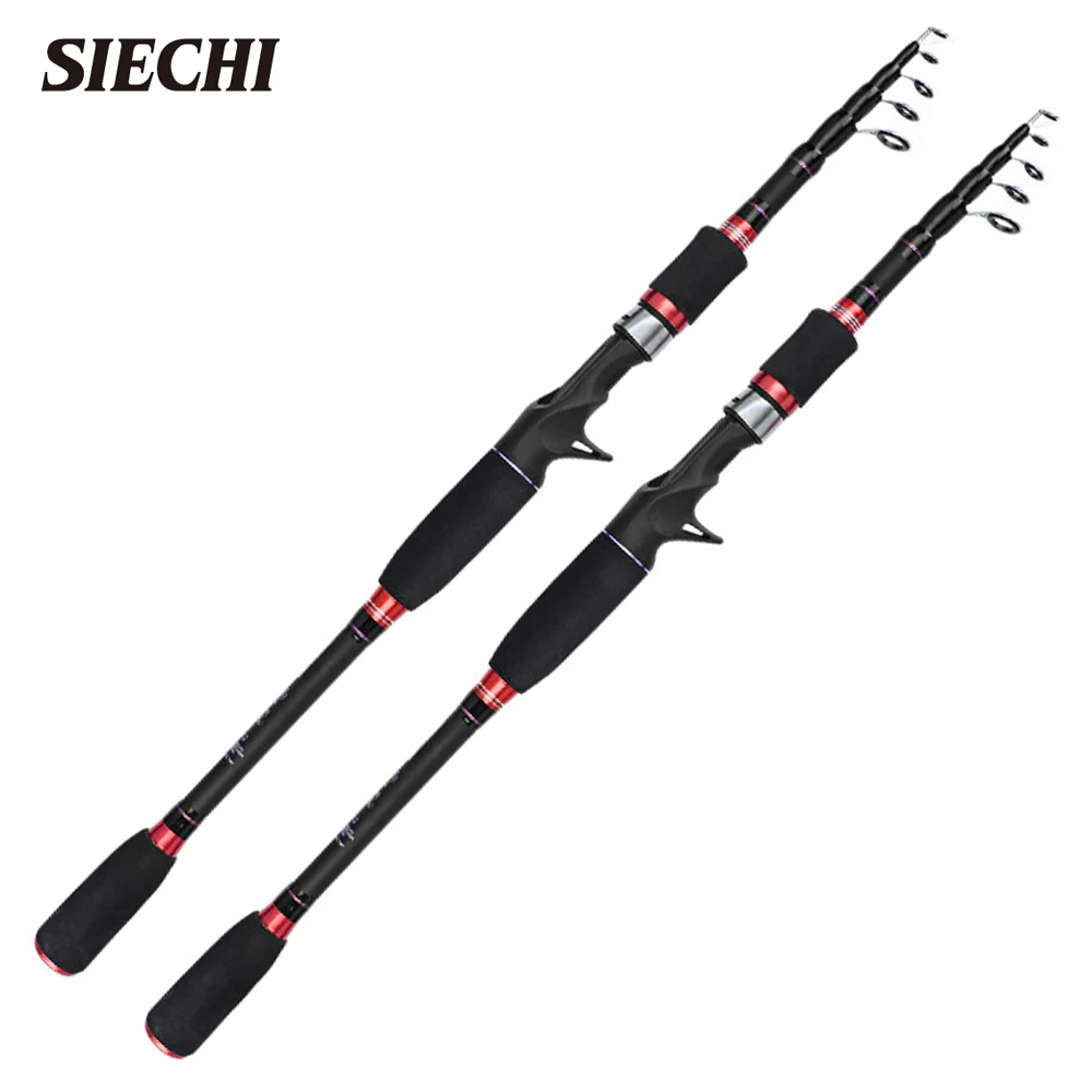 SIECHI Spinning Casting Carbon Fishing Rod 5-7 Sections 1.8m/2.1m/2.4m/2.7m Travel Rod Spinning Fishing Rods Fishing Tackle