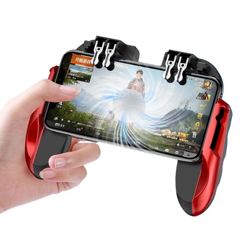 4 Trigger Mobile Game Controller مع مروحة التبريد قابلة للتعديل 6 وضع الإصبع