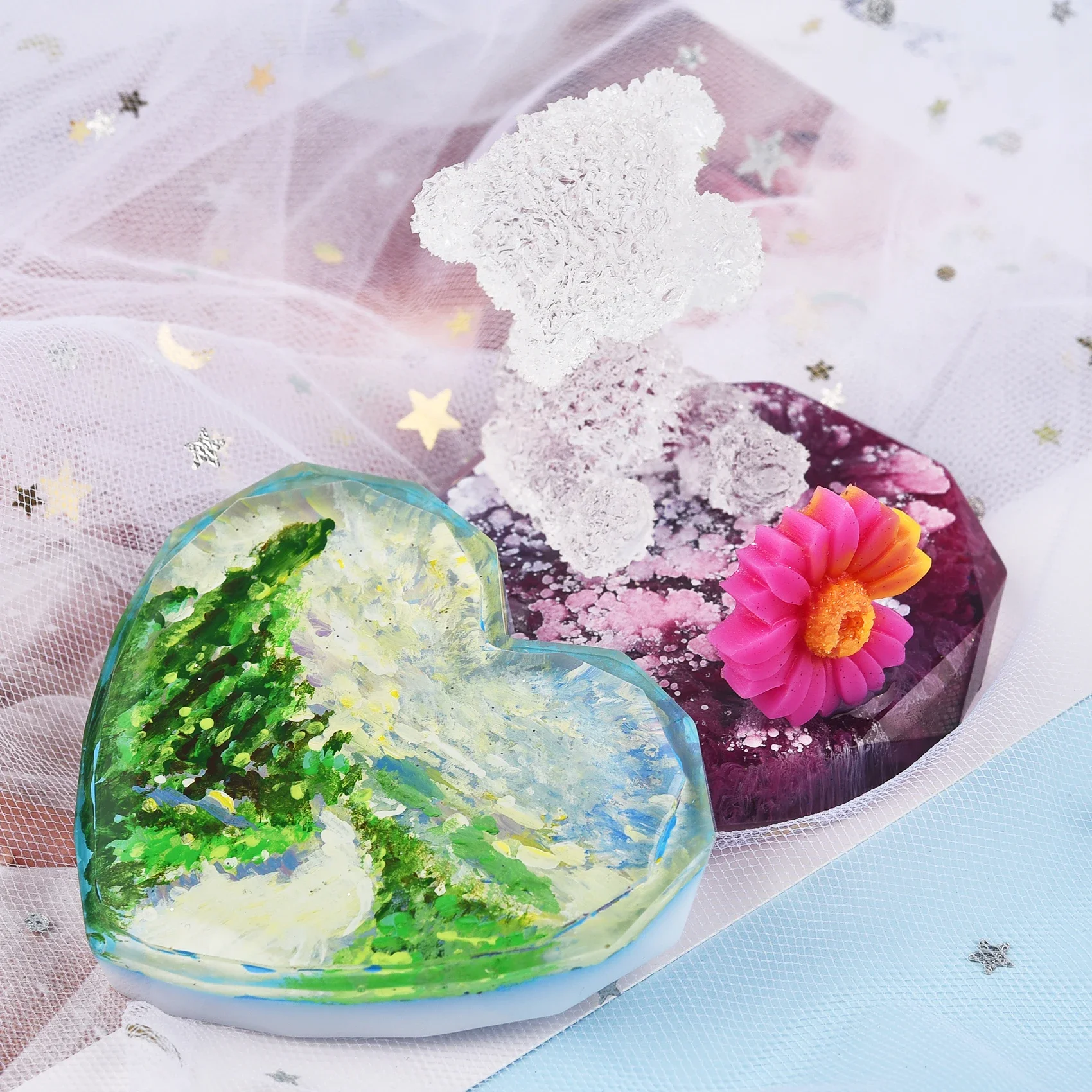 Resin Coaster Silicone Mold Casting Round Heart Shape Mold DIY Handmade Epoxy UV Resin Crafts Mould Tools view 5