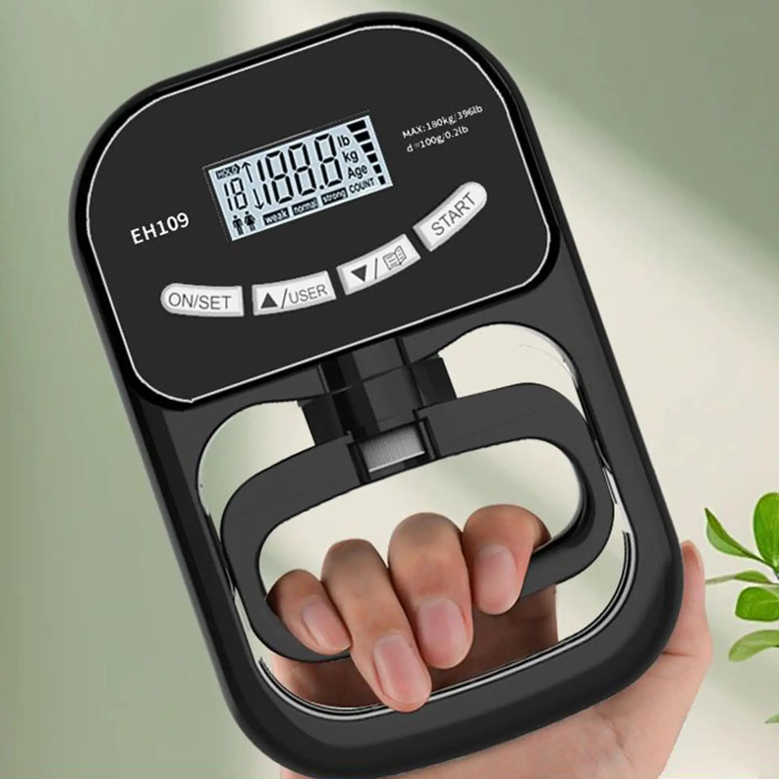 Digital Grip Strength Tester Hand Dynamometer Rechargeable LCD Display for Training Exercise Physical Therapy Home Gym